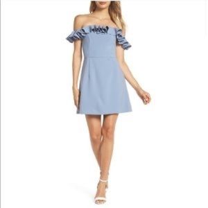 French Connection Whisper Light Off the Shoulder Ruffle Dress - Size 10
